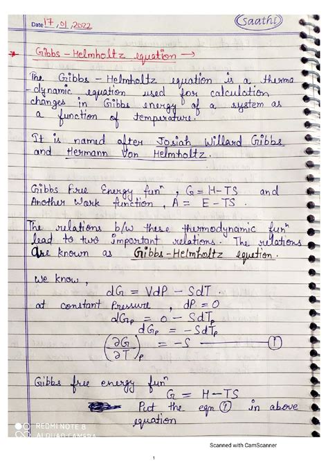 SOLUTION: Gibbs helmholtz equation complete notes - Studypool