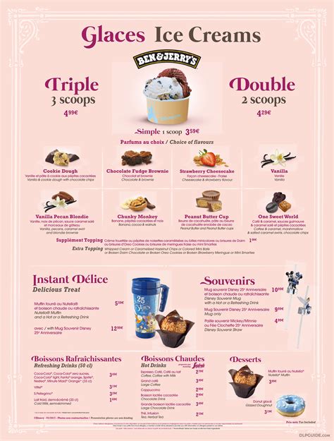 The Gibson Girl Ice Cream Parlour menu — DLP Guide • Disneyland Paris ...