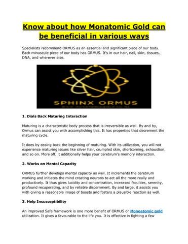 Know about how Monatomic Gold can be beneficial in various ways by monatomicgold - Issuu