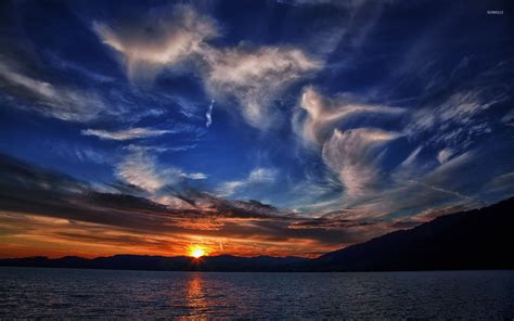 Sunset at the mountain lake wallpaper - Nature wallpapers - #27260