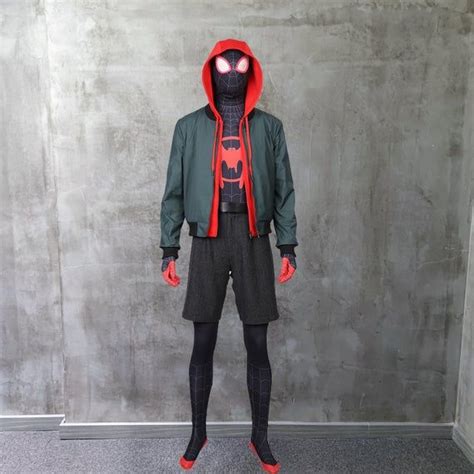 Miles Morales Costume Cosplay Suit New Spider Man: Into the Spider Verse Jacket Outfit in 2021 ...