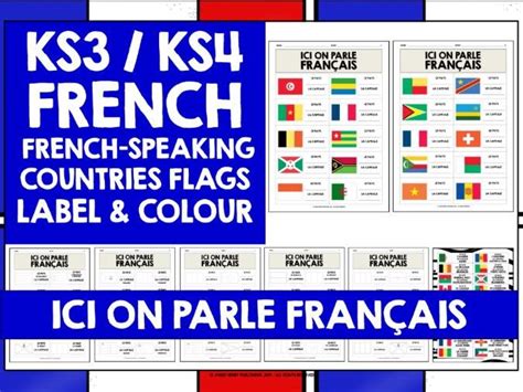 FRENCH-SPEAKING COUNTRIES FLAGS LABEL & COLOUR | Teaching Resources