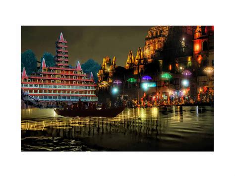 Varanasi Aarti Painting Art Print.