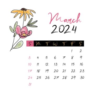 March 2024 Calendar PNG Transparent Images Free Download | Vector Files ...