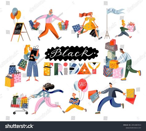 Black Friday Sales Vector Illustration Cartoon Stock Vector (Royalty ...