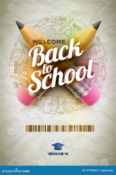 Welcome Back To School Poster Cartoon Vector | CartoonDealer.com #74759649