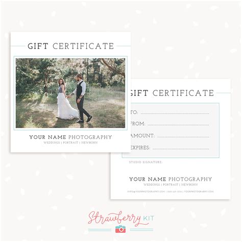 Classic Photography Gift Certificate Template - Strawberry Kit