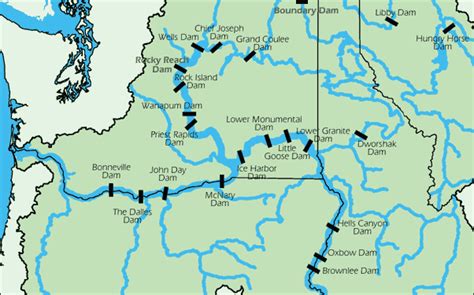 1. Map of U.S. Dams on the Columbia and Snake Rivers. Solid dots and... | Download Scientific ...