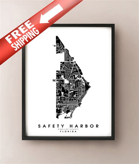 Safety Harbor, FL City Limits Map Print - Etsy