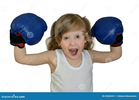 A Little Girl Child, Kid in Boxing Gloves. Stock Image - Image of kids, boxing: 69469431