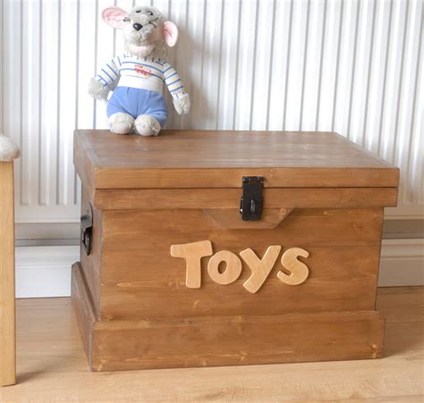 Solid Wooden Toy Box Childrens Name Storage Chest / Seat