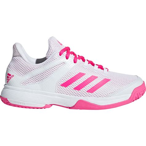 Adidas Kids Adizero Club Tennis Shoes - White/Pink - Tennisnuts.com