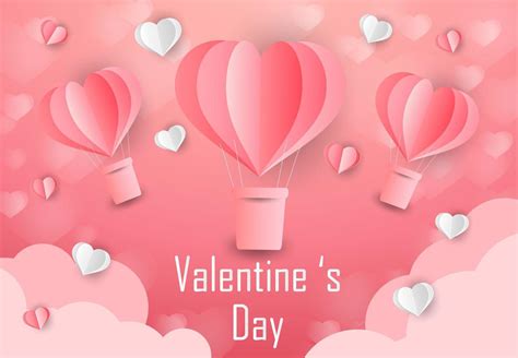 a heart shape. paper art style. valentine day. Origami made hot air balloon 5446379 Vector Art ...