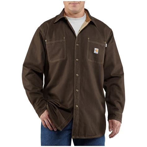 Men's Carhartt® Flame-resistant Canvas Shirt Jacket - 282565, Insulated Jackets & Coats at ...