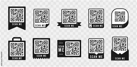 Qr code frame set. Template of frames for QR code with text - scan me. Quick Response codes for ...