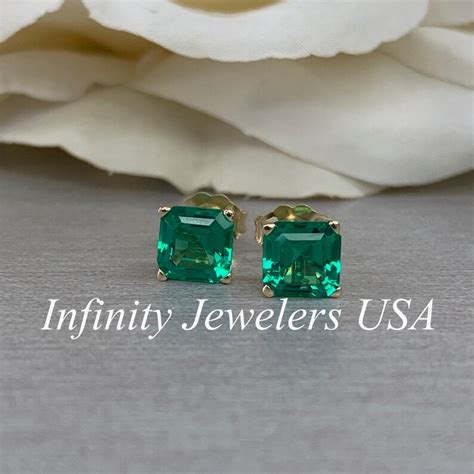 May Birthstone Earrings Ladies Earrings Asscher Emerald - Etsy