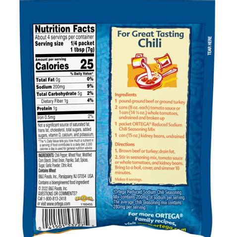 Reduced Sodium Chili Seasoning - Ortega®