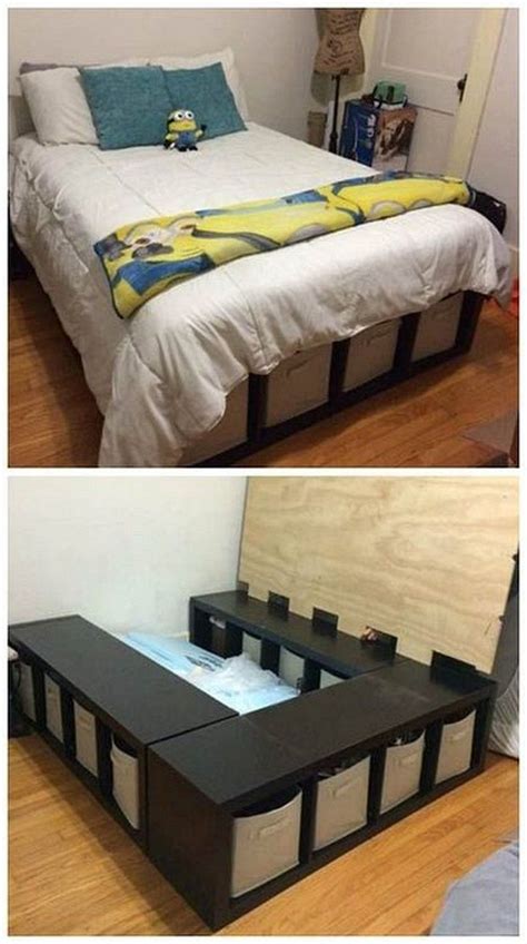 24+ Simple and Cheap DIY Bed Frame Designs With Storage #bedroomdecor # ...