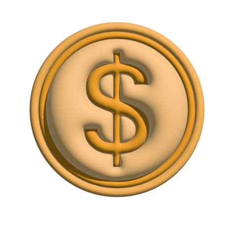 Dollar coin icon 3d symbol financial success concept 35264809 PNG