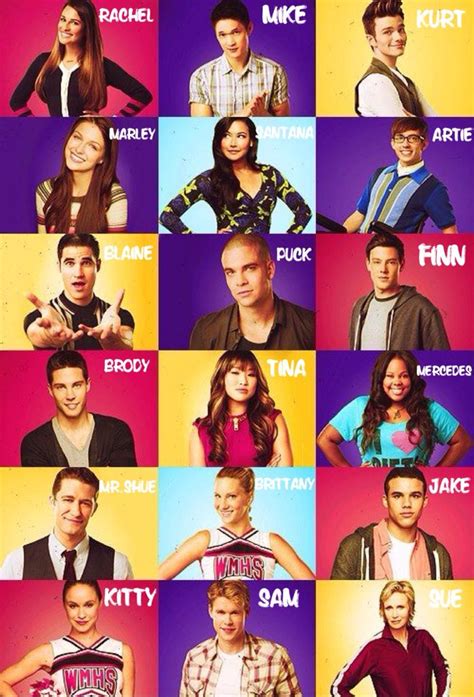 The Glee cast: Rachel, Mike, Kurt, Marley, Santana, Artie, Blaine, Puck ...