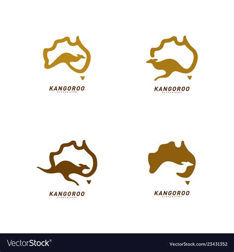 Set of kangaroo and australia map logo design Vector Image