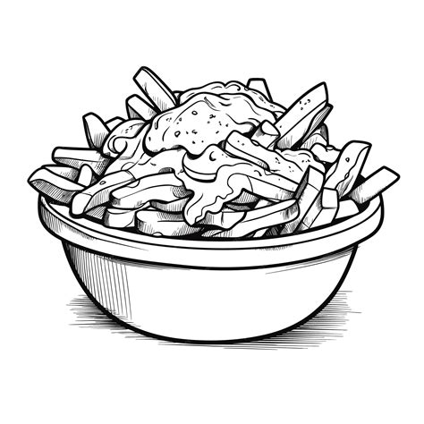 Premium Vector | Poutine canada coloring pages for kid