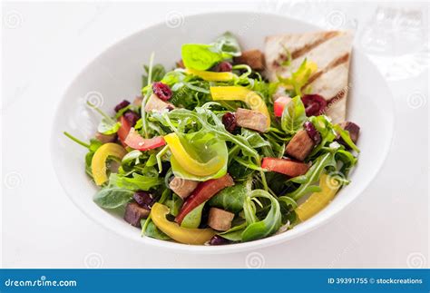 Bowl of Colourful Fresh Rocket and Herb Salad Stock Image - Image of ...