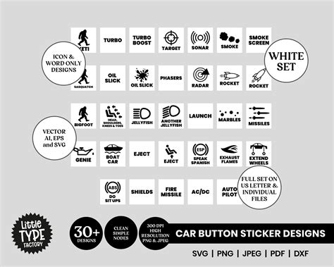 Car Button Sticker SVG Designs Funny Car Sticker PNG Set - Etsy