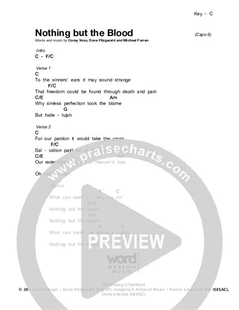 Nothing But The Blood Chords PDF (The Church Will Sing) - PraiseCharts