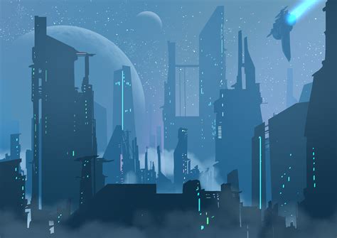 Future City Skyline Drawing