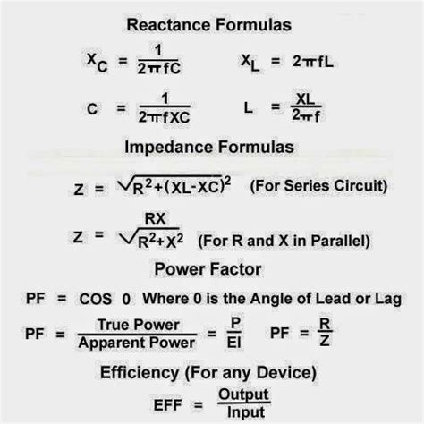 Reactance formulas,Impedance formulas,and power factor - EEE COMMUNITY