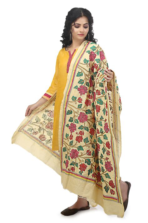 Pure Tushar Nakshi Kantha Dupatta - TheCrazyLooms