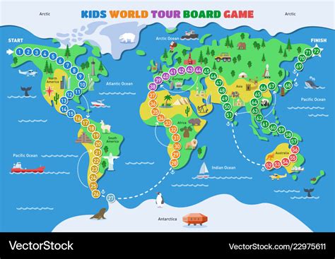 Board game world gaming map boardgame Royalty Free Vector