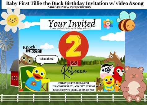 Babyfirst Birthday Invitation, Tillie the Duck, Babyfirst Party, First Birthday, Baby First TV ...