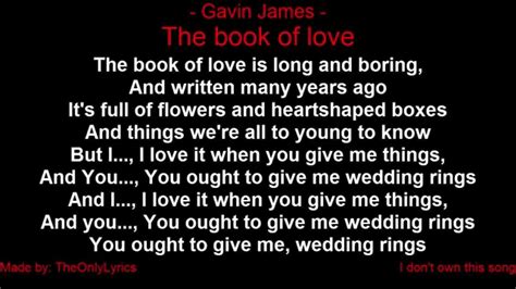 Gavin James - The book of love (with lyrics) - YouTube