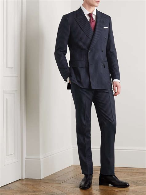 KINGSMAN Harry's Navy Pinstriped Super 120s Wool Suit for Men | MR PORTER