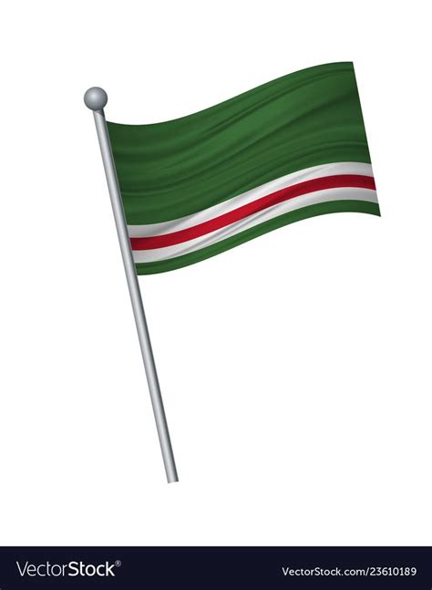 Republic of Chechen flag on the flagpole. Official colors and proportion correctly. waving of ...