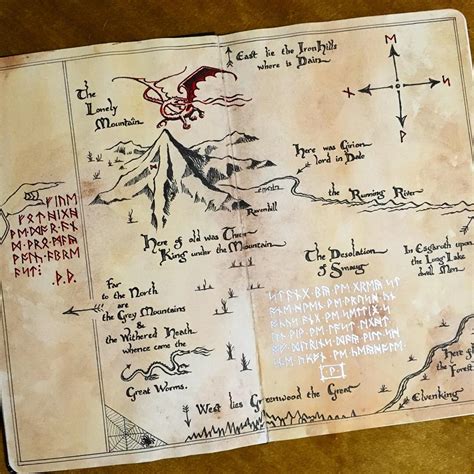 I drew the map to the Lonely Mountain - more photos in comments : r/lordoftherings