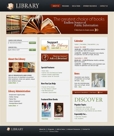 Download Public Library Website Templates free software - tabletinter