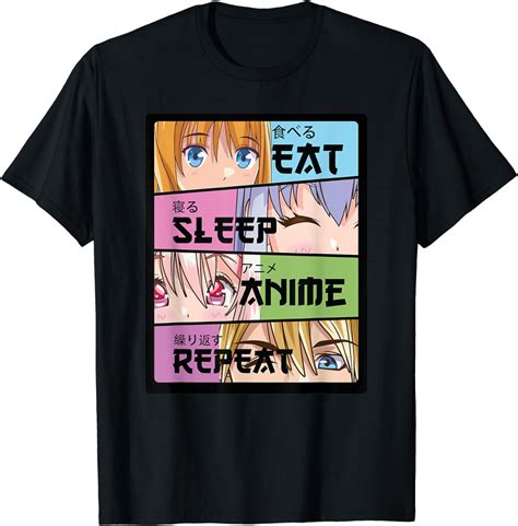 Amazon.com: Cute Kawaii Manga - Anime Merch - Eat Sleep Anime Repeat T ...