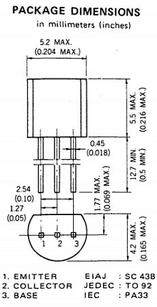 2SC945 NEC - 250mW, 50V, 0.1A, NPN Transistor, C945 ( Pinout )