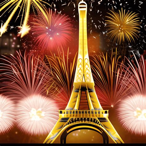 New Years Eve Silver and Gold Fireworks over the Eiffel Tower Paris ...