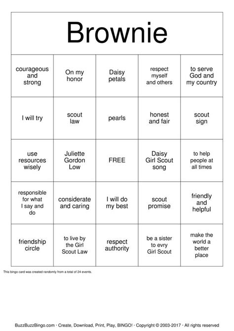 Brownie Bingo Cards to Download, Print and Customize!
