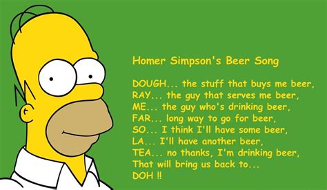 Homer Simpson's Beer Song | Homer simpson beer, Simpsons quotes, Beer song