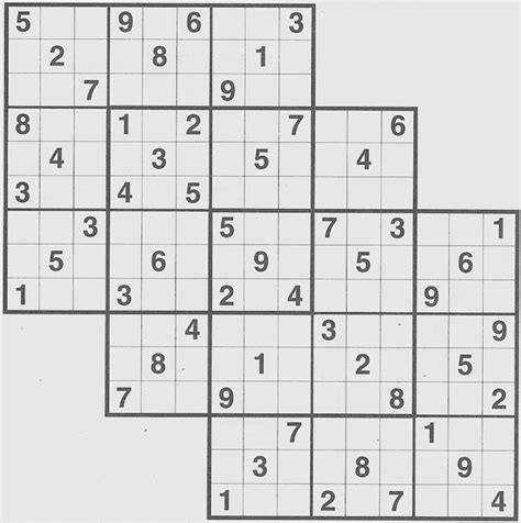 Double Harakiri Sudoku X | Printable Samurai Sudoku Medium | Printable Sudoku Free