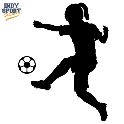 Soccer Player Girl Silhouette Kicking Ball Decal or Sticker for your car, window, laptop or any ...