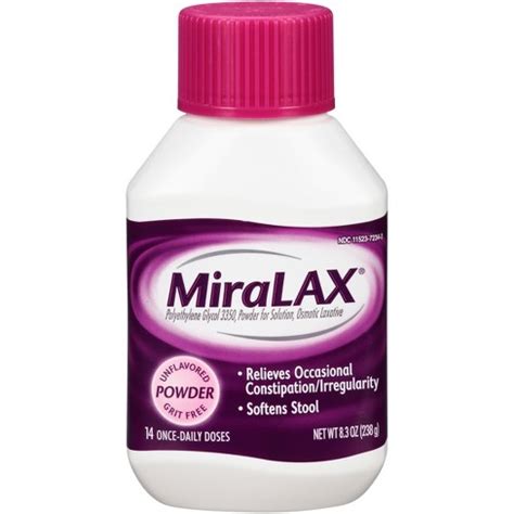 Miralax Gentle Constipation Relief 14 Doses Without Harsh Side Effects Osmotic Laxative Powder ...