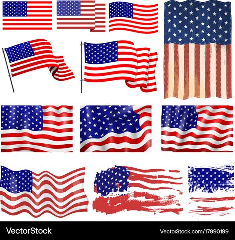 Usa flags template different style inedpendense Vector Image