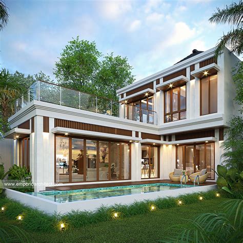 Desain Tampak Belakang Rumah Villa Bali Modern 2 Lantai Bapak KTS di Sanur, Bali 29438 - Fasad Rumah