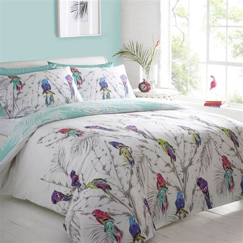 White 'Parrots' reversible bedding set at debenhams.com | Duvet bedding ...